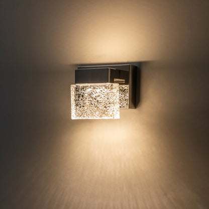 Lampada da toeletta a LED integrata in acciaio inossidabile 3000K Cattleya con paralumi in vetro artistico - Cromata