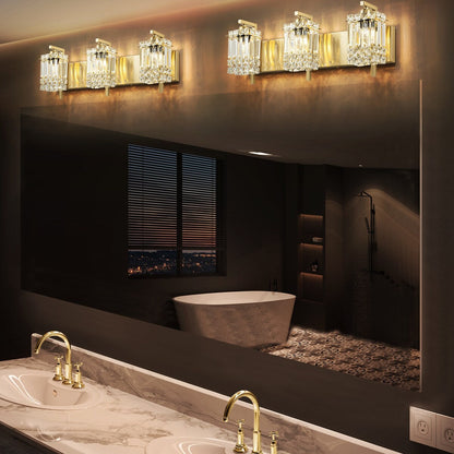 Applique da parete in cristallo per specchio da bagno moderno e glamour a 3 luci