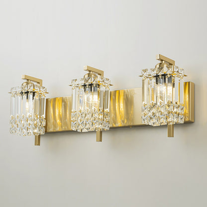 Applique da parete in cristallo per specchio da bagno moderno e glamour a 3 luci