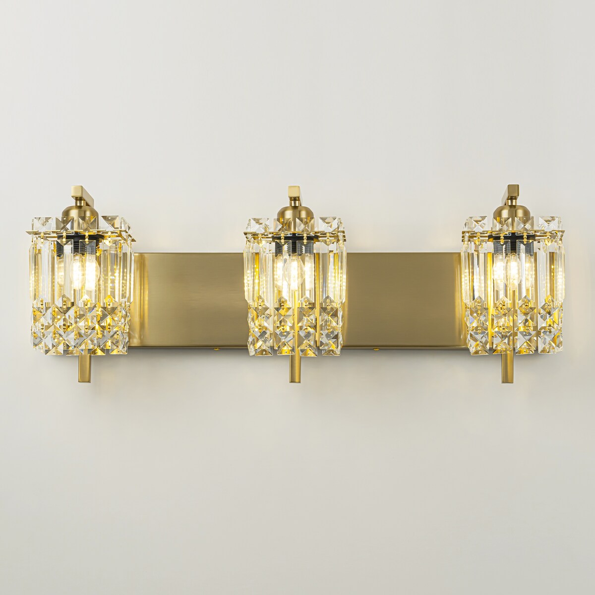 Applique da parete in cristallo per specchio da bagno moderno e glamour a 3 luci