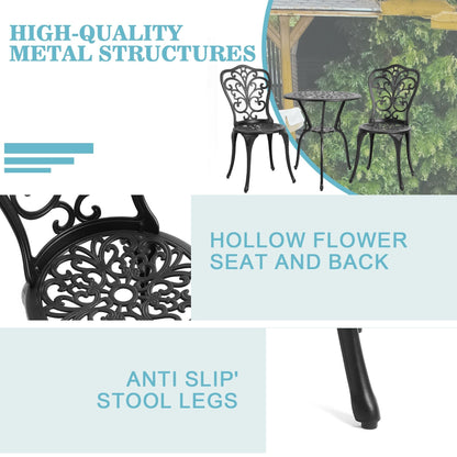 Tavolo e sedie a farfalla per patio esterno in alluminio, 3 pezzi, con foro per ombrellone