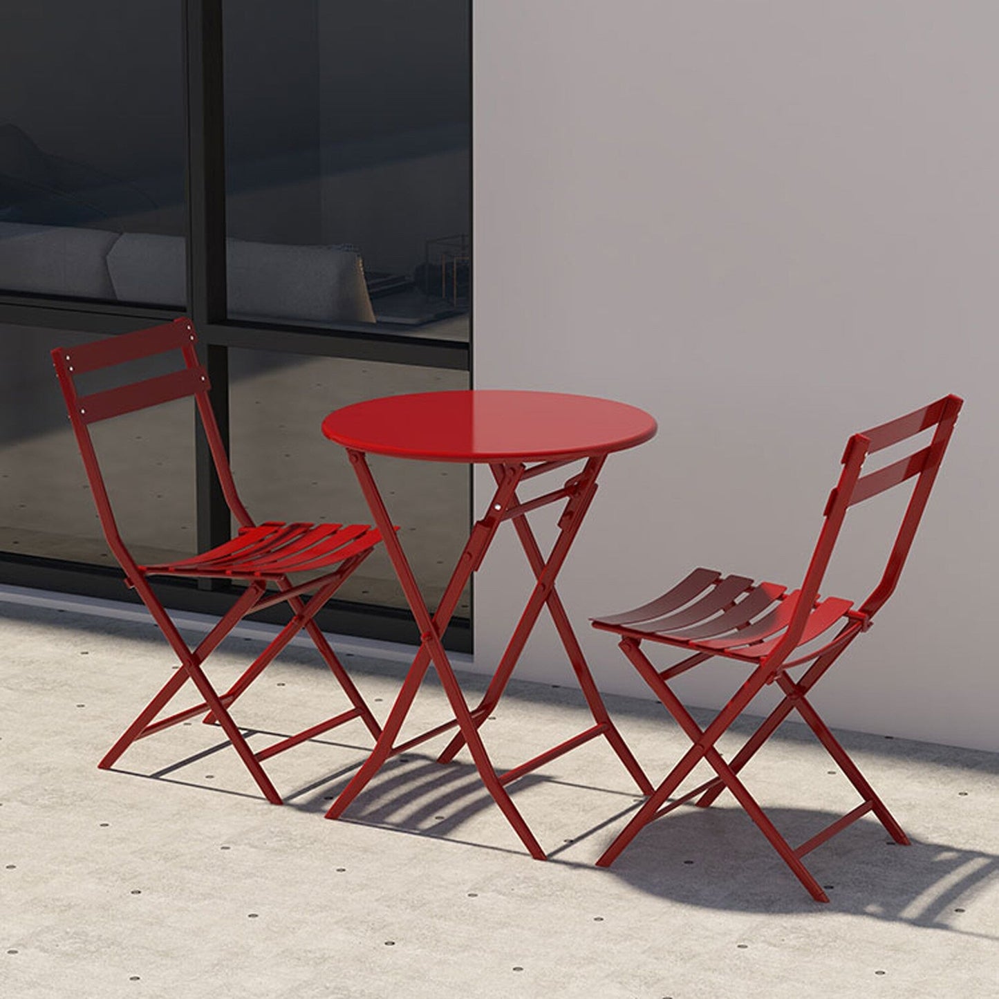 Set da bistrot da giardino minimalista da 3 pezzi con tavolo rotondo pieghevole e sedie - 3-Piece-Patio-Bistro-Set