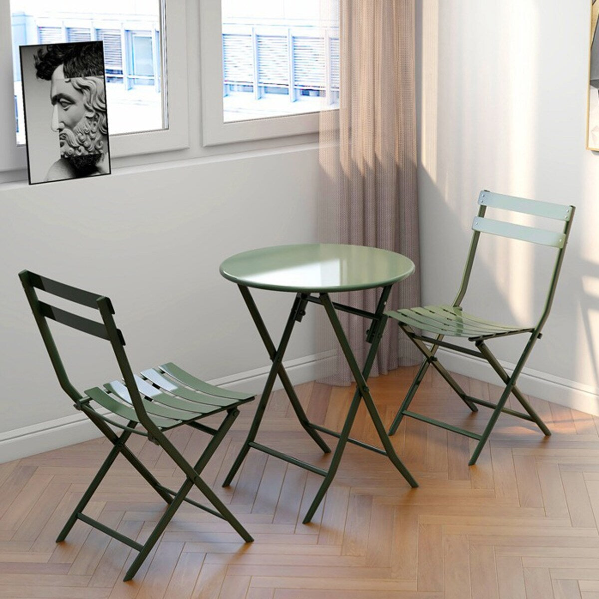 Set da bistrot da giardino minimalista da 3 pezzi con tavolo rotondo pieghevole e sedie - 3-Piece-Patio-Bistro-Set