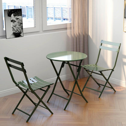 Set da bistrot da giardino minimalista da 3 pezzi con tavolo rotondo pieghevole e sedie - 3-Piece-Patio-Bistro-Set