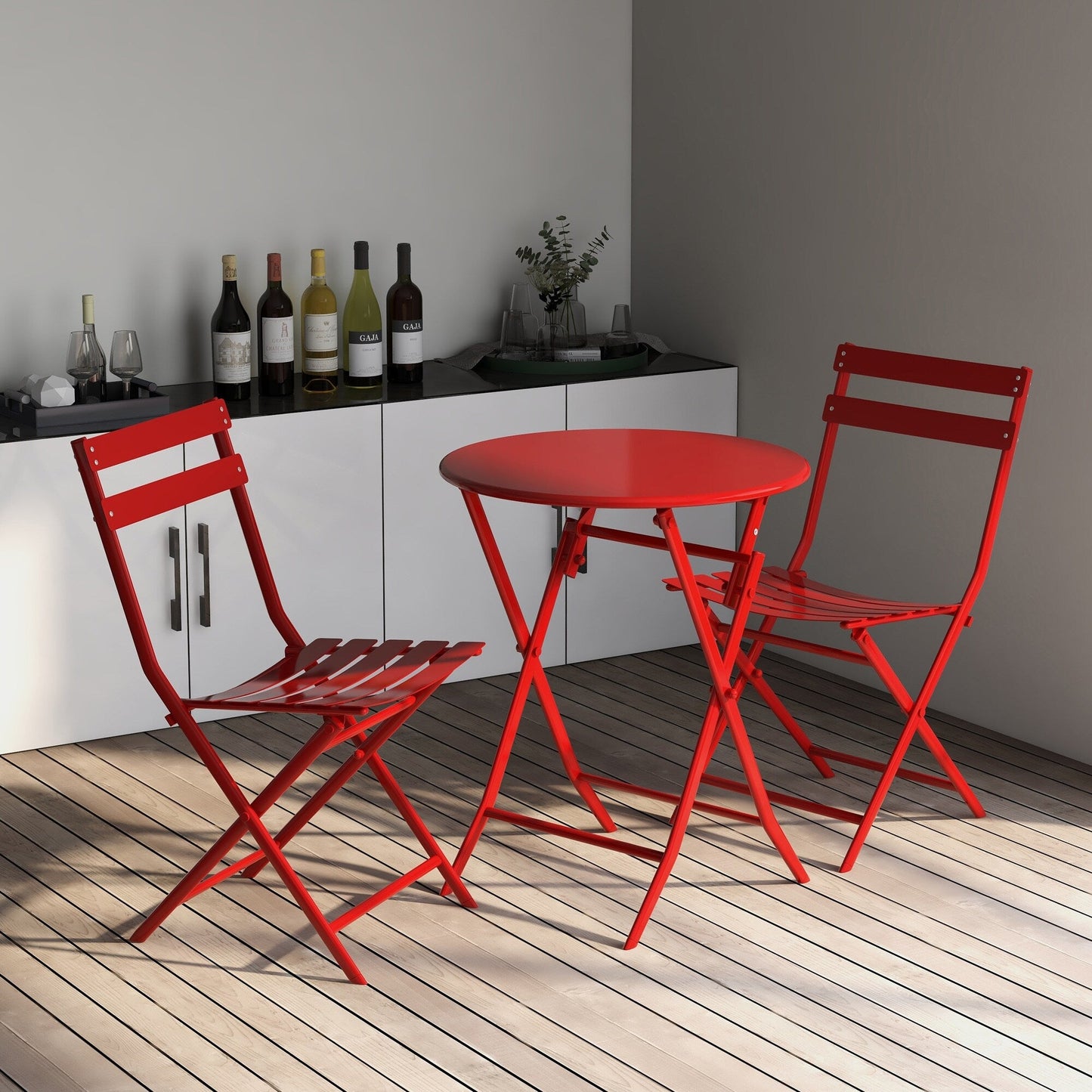 Set da bistrot da giardino minimalista da 3 pezzi con tavolo rotondo pieghevole e sedie - 3-Piece-Patio-Bistro-Set