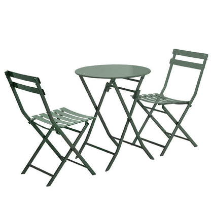 Set da bistrot da giardino minimalista da 3 pezzi con tavolo rotondo pieghevole e sedie - 3-Piece-Patio-Bistro-Set