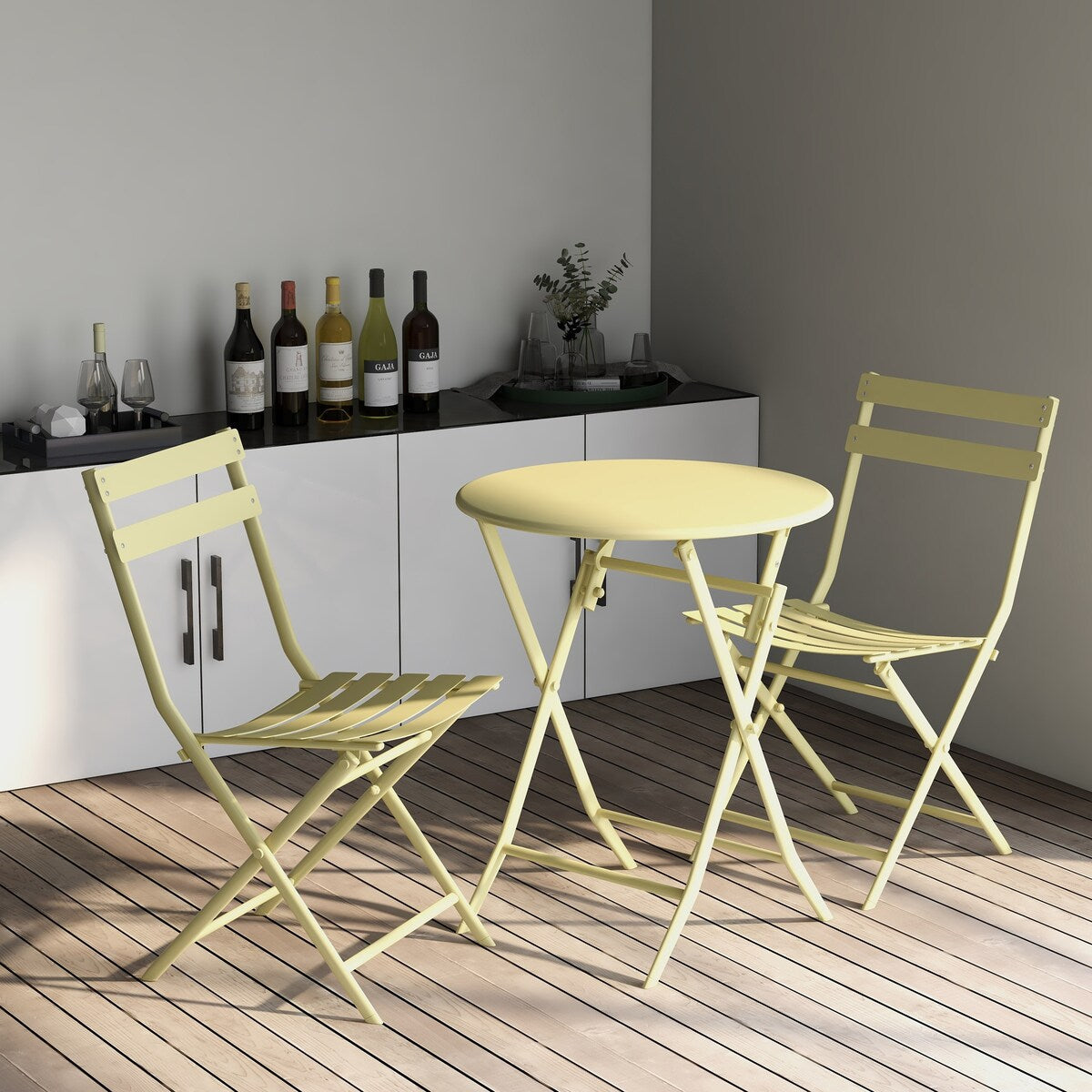 Set da bistrot da giardino minimalista da 3 pezzi con tavolo rotondo pieghevole e sedie - 3-Piece-Patio-Bistro-Set