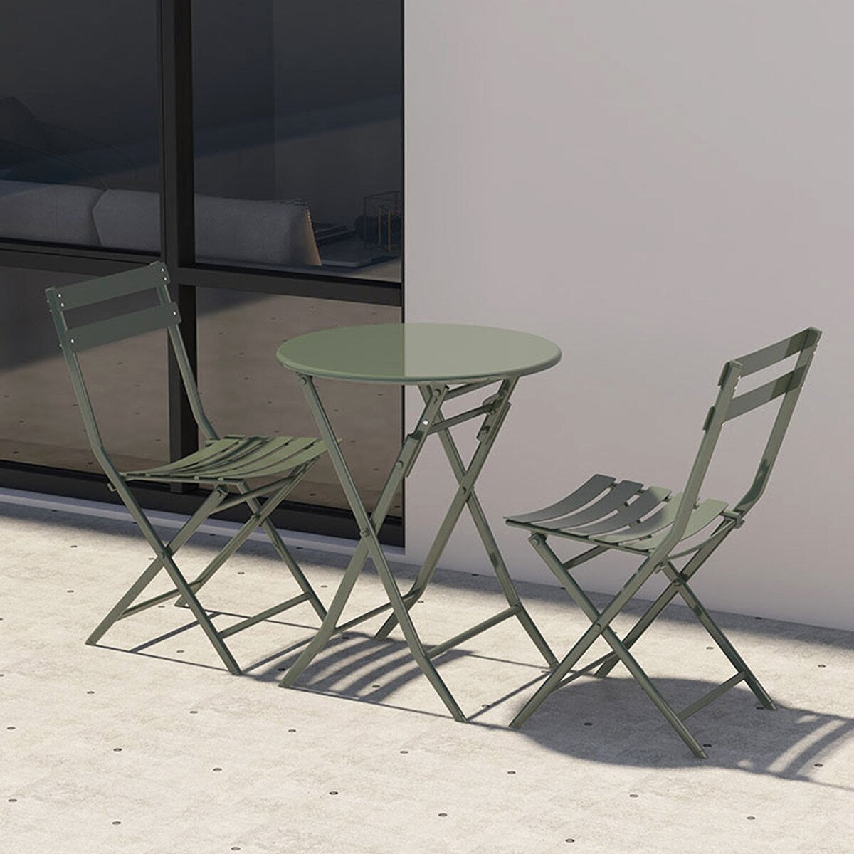 Set da bistrot da giardino minimalista da 3 pezzi con tavolo rotondo pieghevole e sedie - 3-Piece-Patio-Bistro-Set