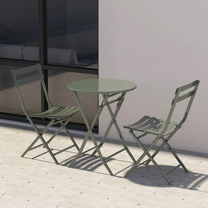 Set da bistrot da giardino minimalista da 3 pezzi con tavolo rotondo pieghevole e sedie - 3-Piece-Patio-Bistro-Set