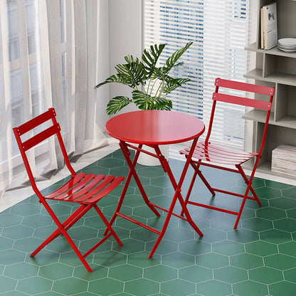 Set da bistrot da giardino minimalista da 3 pezzi con tavolo rotondo pieghevole e sedie - 3-Piece-Patio-Bistro-Set