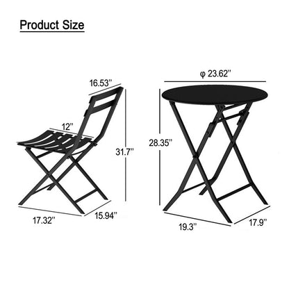 Set da bistrot da giardino minimalista da 3 pezzi con tavolo rotondo pieghevole e sedie - 3-Piece-Patio-Bistro-Set