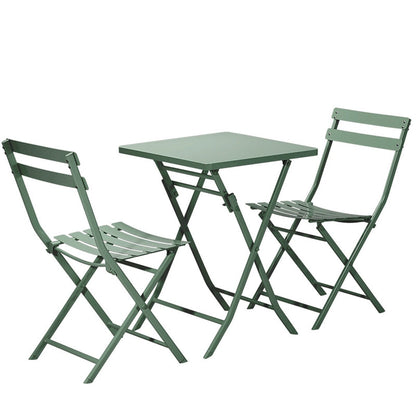 Set da bistrot minimalista da patio, 3 pezzi, tavolo quadrato pieghevole e sedie - 3 pezzi