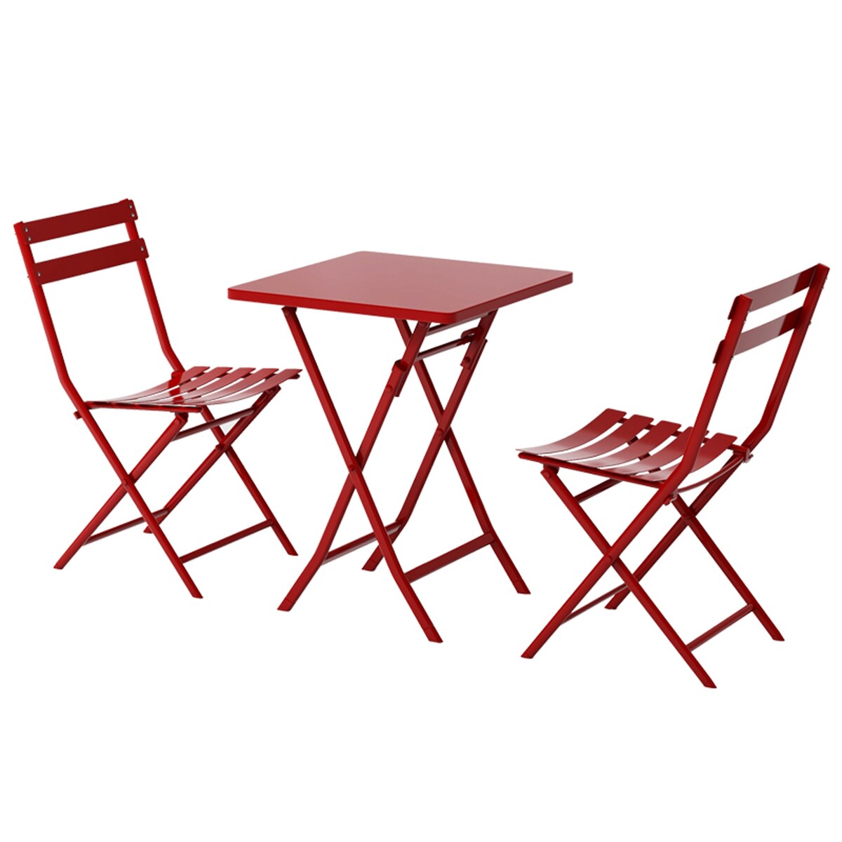 Set da bistrot minimalista da patio, 3 pezzi, tavolo quadrato pieghevole e sedie - 3 pezzi