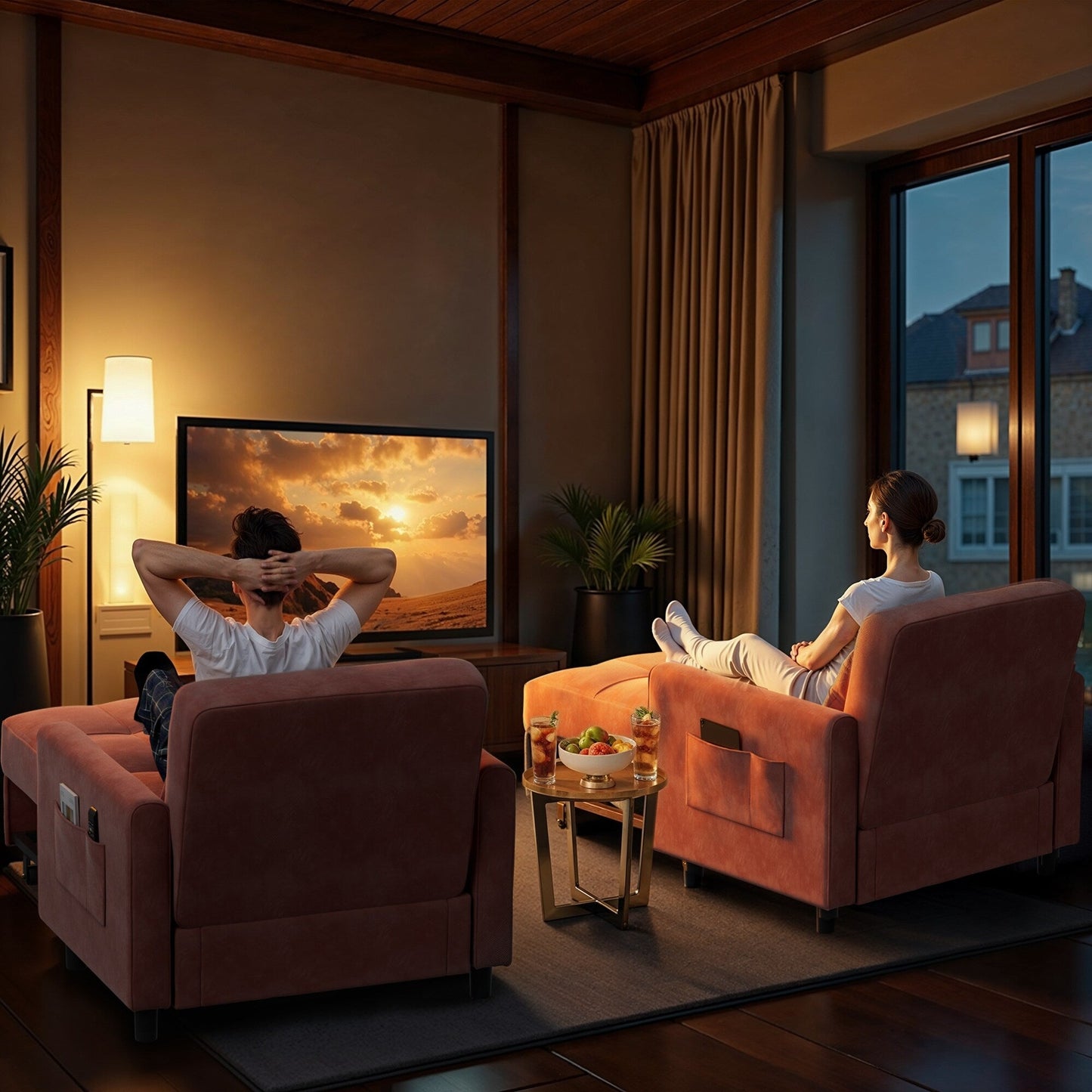 Divano letto regolabile 3 in 1, divano con poltrona estraibile, letto pieghevole convertibile per soggiorno