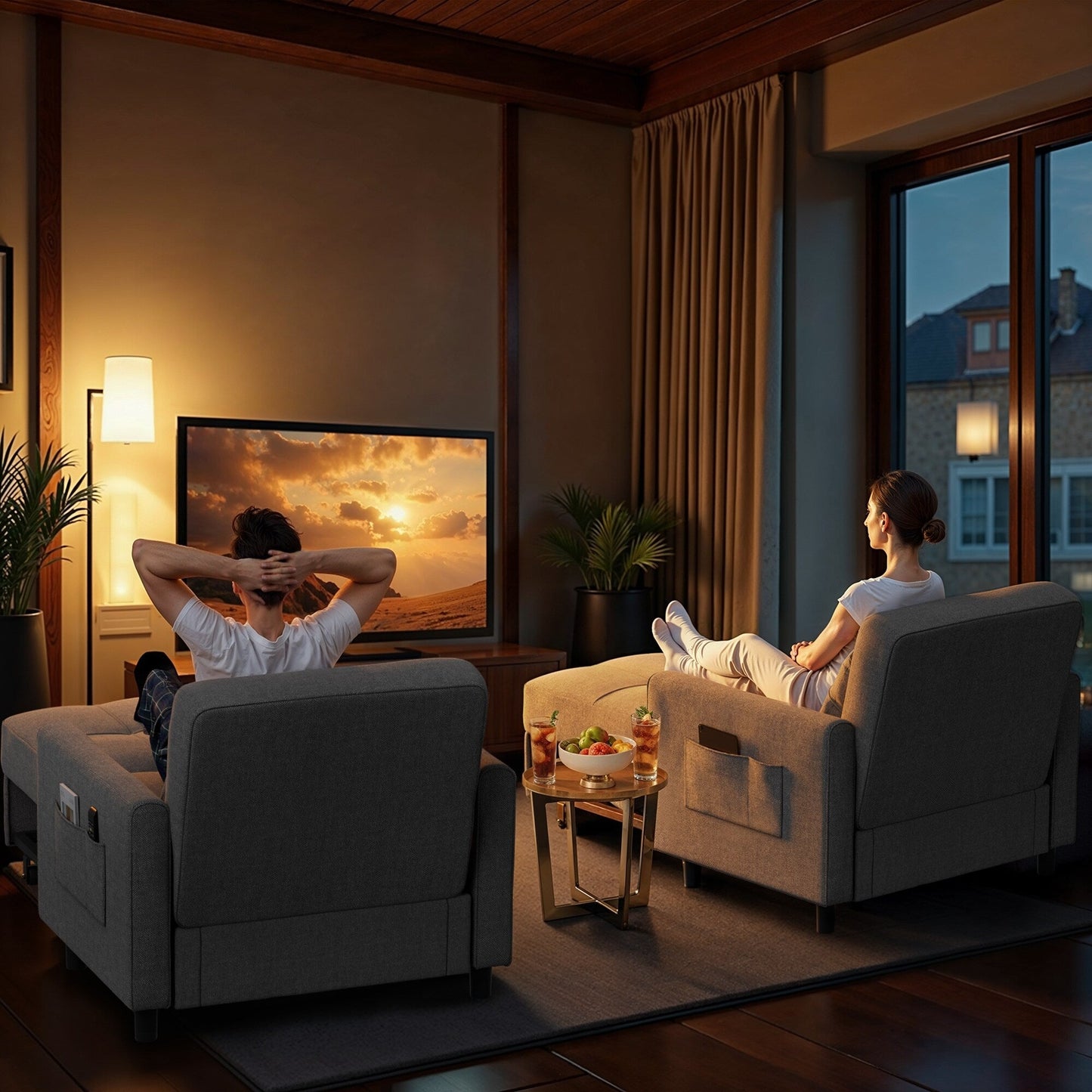 Divano letto estraibile 3 in 1, poltrona letto imbottita, pieghevole, regolabile e convertibile