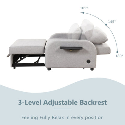 Divano letto estraibile 3 in 1 con tavolino pieghevole e porte USB di Harper&amp;Bright Designs