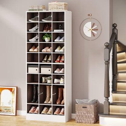 Scarpiera alta da 30 paia, scarpiera in legno bianco a 10 ripiani per armadio, ingresso - 10 ripiani