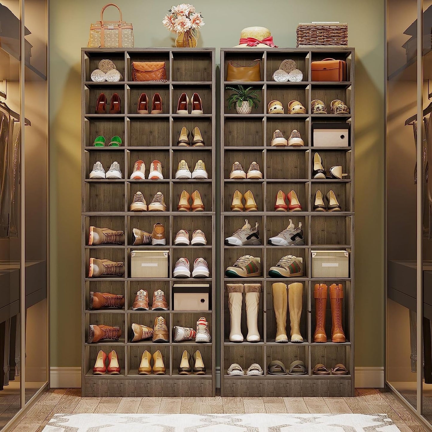 Scarpiera alta da 30 paia, scarpiera in legno bianco a 10 ripiani per armadio, ingresso - 10 ripiani