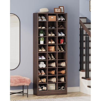 Scarpiera alta da 30 paia, scarpiera in legno bianco a 10 ripiani per armadio, ingresso - 10 ripiani