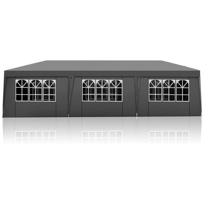 Gazebo pieghevole in tessuto Oxford da 30x10 piedi con 8 sacchi di sabbia e 8 pareti laterali con baldacchino per rimorchiatore - 30x10x8,8 piedi (larghezza x altezza x profondità)