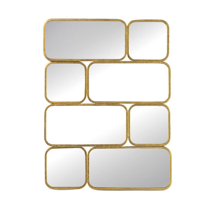 Specchio decorativo da parete di lusso da 32 pollici, 8 cornici in metallo curvo con finitura dorata