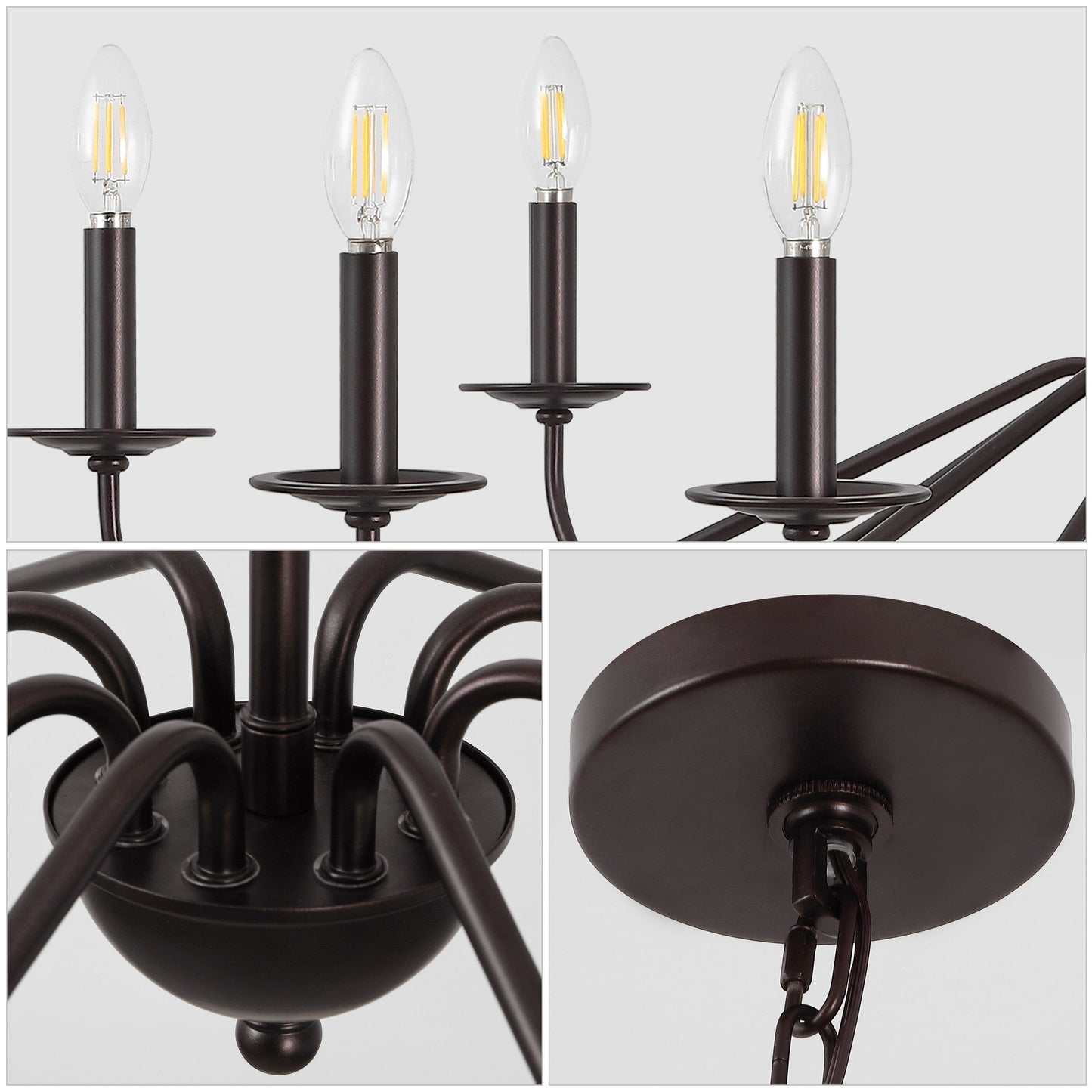 Lampadario a LED in ferro a 6 luci da 34,75 pollici, di JONATHAN Y