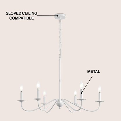 Lampadario a LED in ferro a 6 luci da 34,75 pollici, di JONATHAN Y