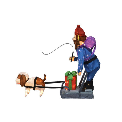 34 Rudolph 3D Pre-illuminato LED Yard Art in piedi Yukon e cane