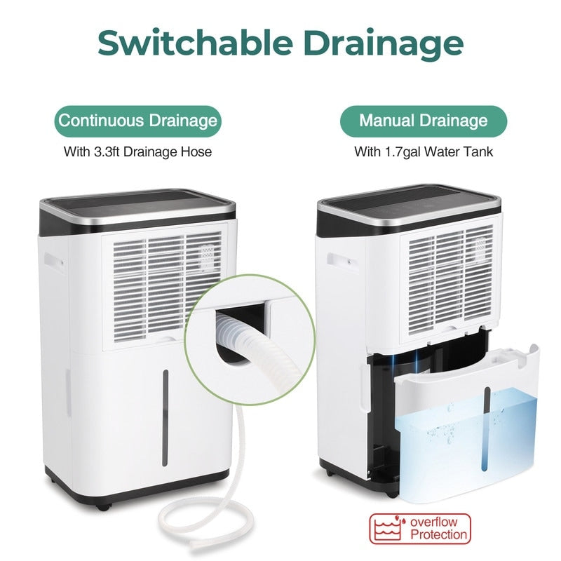 Deumidificatori da 3500 piedi quadrati per scantinati, case, stanze grandi e camere da letto, deumidificatori per garage a basso rumore
