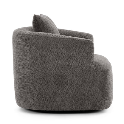 Poltrona girevole a 360°, poltrona Boucle da 38,2 con cuscino decorativo, poltrona a botte imbottita con braccioli curvi