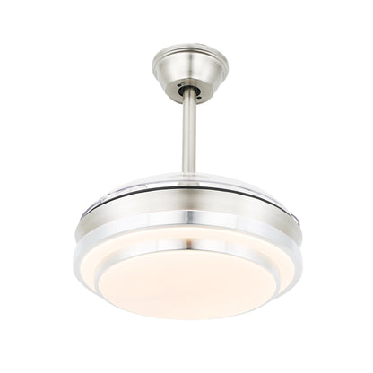 Ventilatore da soffitto retrattile moderno Bella Depot 36 con luce LED, pale reversibili a 6 velocità con telecomando