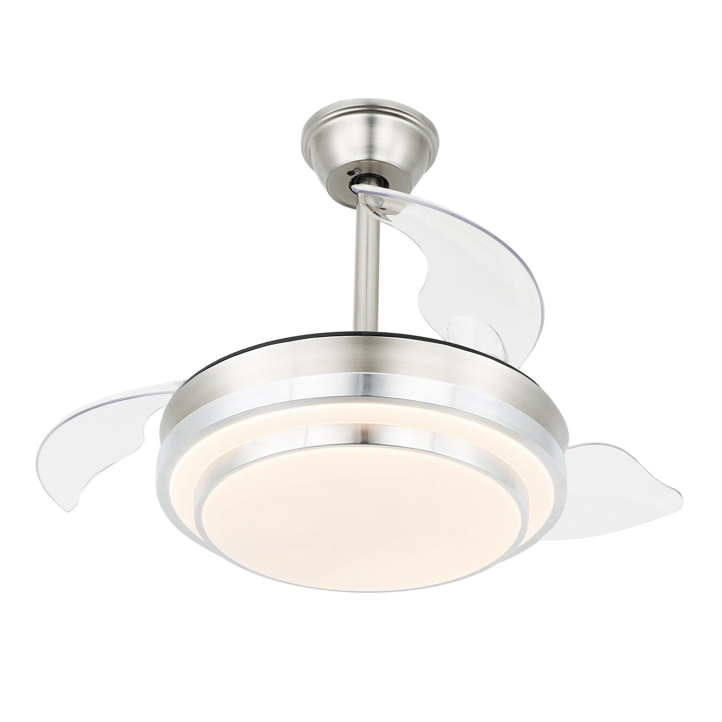 Ventilatore da soffitto retrattile moderno Bella Depot 36 con luce LED, pale reversibili a 6 velocità con telecomando
