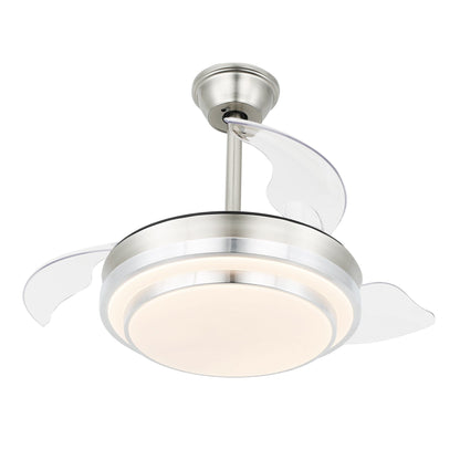 Ventilatore da soffitto retrattile moderno Bella Depot 36 con luce LED, pale reversibili a 6 velocità con telecomando