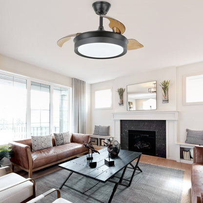 Ventilatore da soffitto retrattile moderno Bella Depot 36 con luce LED, pale reversibili a 6 velocità con telecomando