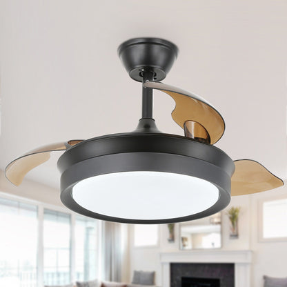 Ventilatore da soffitto retrattile moderno Bella Depot 36 con luce LED, pale reversibili a 6 velocità con telecomando