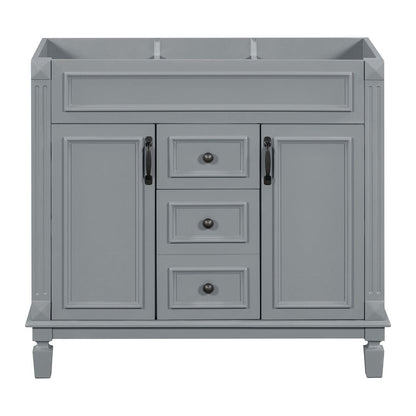 Mobile bagno moderno da 36'' con lavabo superiore e mobiletto a specchio, 2 ante e 2 cassetti