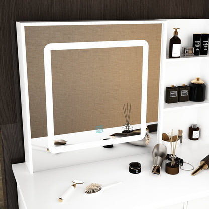 Mobiletto da trucco da 39,4'' con sgabello e specchio