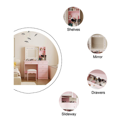 Set da toeletta per il trucco largo 39,4'' con sgabello e specchio