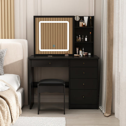 Set da toeletta per il trucco largo 39,4'' con sgabello e specchio