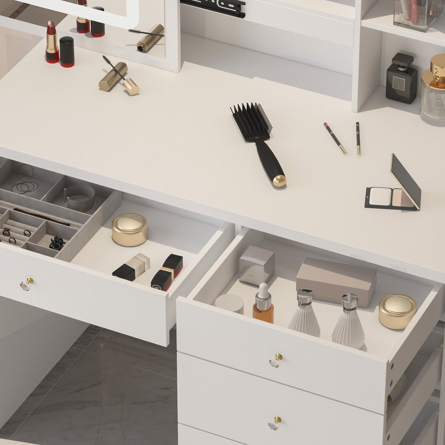 Set da toeletta per il trucco largo 39,4'' con sgabello e specchio