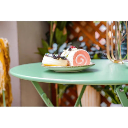 Set da bistrot pieghevole in metallo da 3 pezzi, set da conversazione per esterni/interni resistente alle intemperie per patio, cortile, giardino