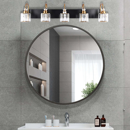 Lampada da parete per bagno moderna in cristallo con specchio cromato/nero/oro, luci da bagno, luci da toeletta