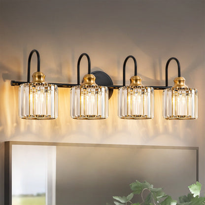 Lampada da parete per bagno moderna in cristallo con specchio cromato/nero/oro, luci da bagno, luci da toeletta