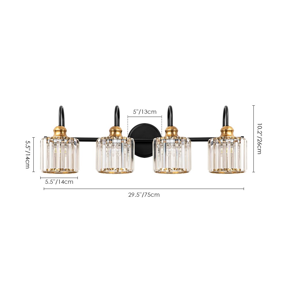 Lampada da parete per bagno moderna in cristallo con specchio cromato/nero/oro, luci da bagno, luci da toeletta