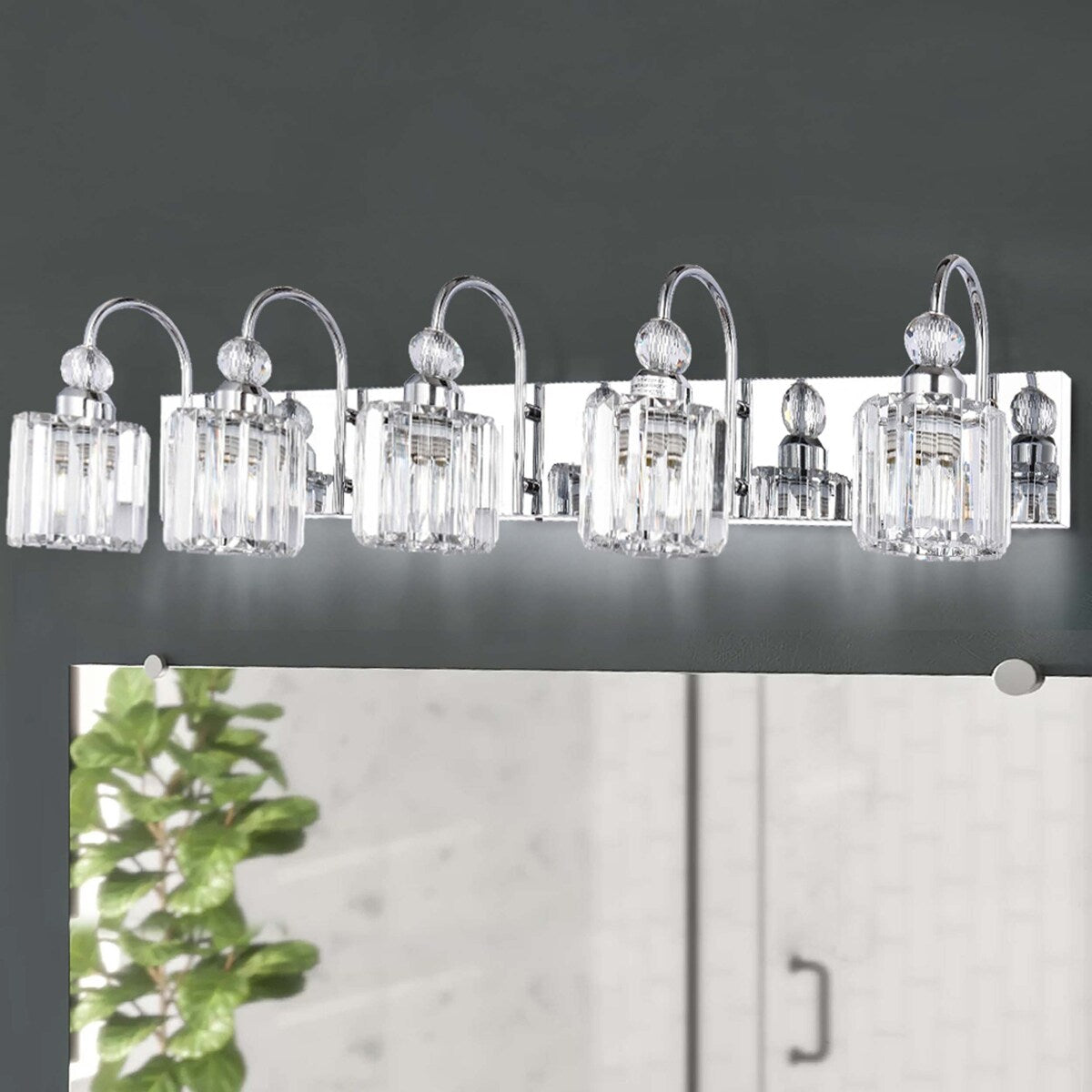 Lampada da parete per bagno moderna in cristallo con specchio cromato/nero/oro, luci da bagno, luci da toeletta