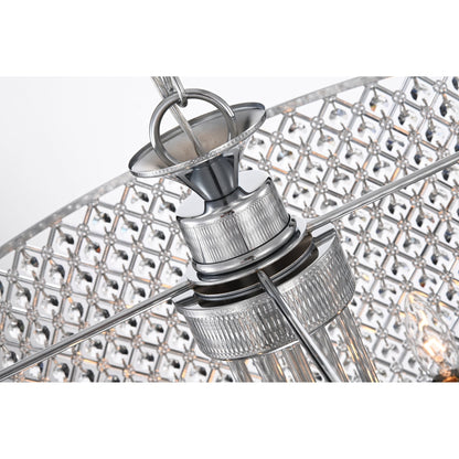 Lampadario a tamburo con perline rotonde e cristalli pendenti