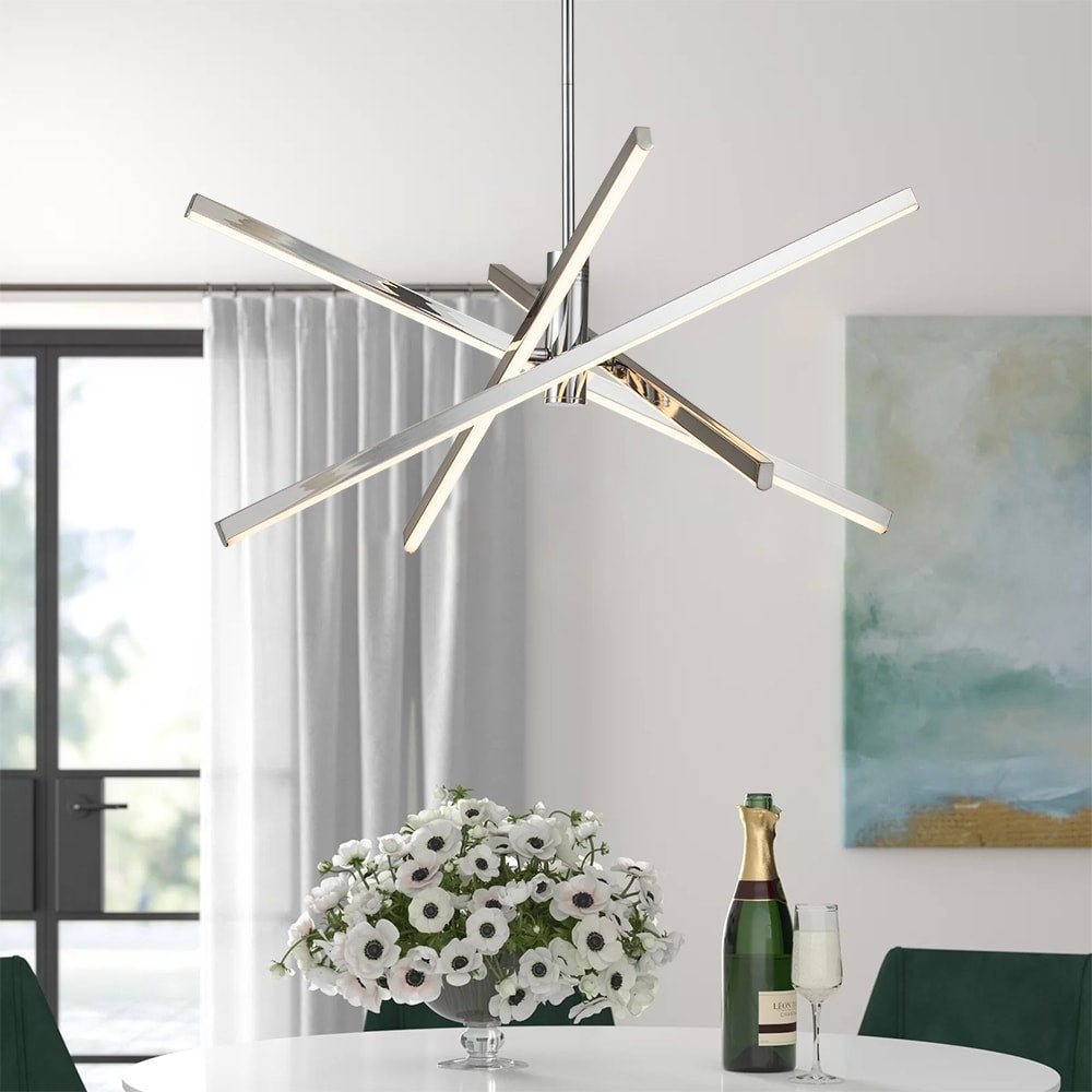 Lampadario a sospensione lineare Sputnik in alluminio moderno nero/oro a LED per soggiorno/sala da pranzo/cucina