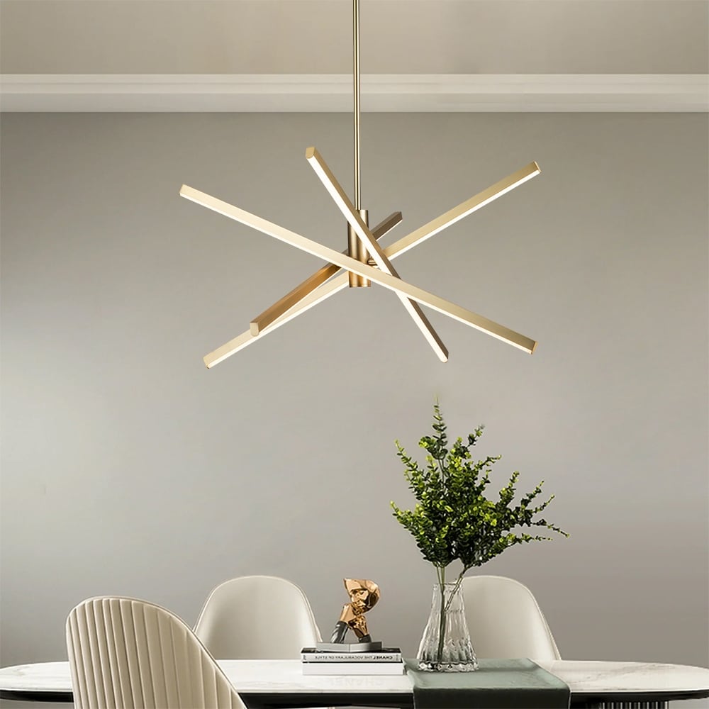 Lampadario a sospensione lineare Sputnik in alluminio moderno nero/oro a LED per soggiorno/sala da pranzo/cucina