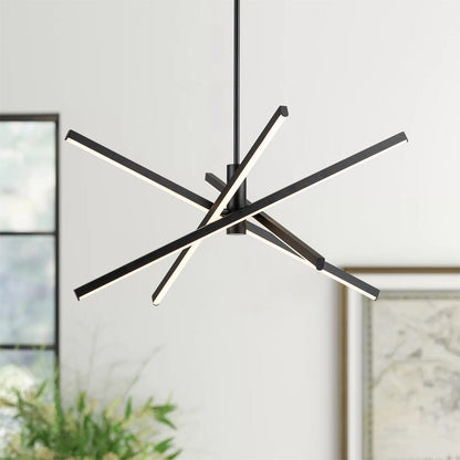 Lampadario a sospensione lineare Sputnik in alluminio moderno nero/oro a LED per soggiorno/sala da pranzo/cucina