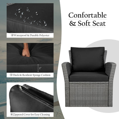 Set di divani da esterno da 4 pezzi con tavolino da caffè, set di divani da conversazione per esterni